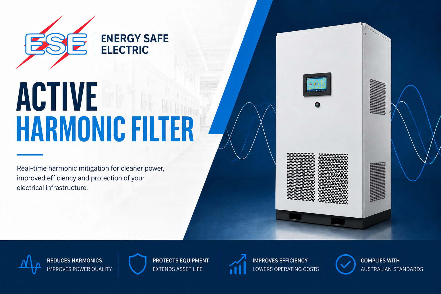 Energy Safe Electric active harmonic filter overview